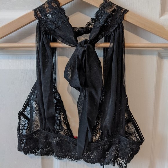 Black lace high-neck bra top (small) - Picture 3 of 3